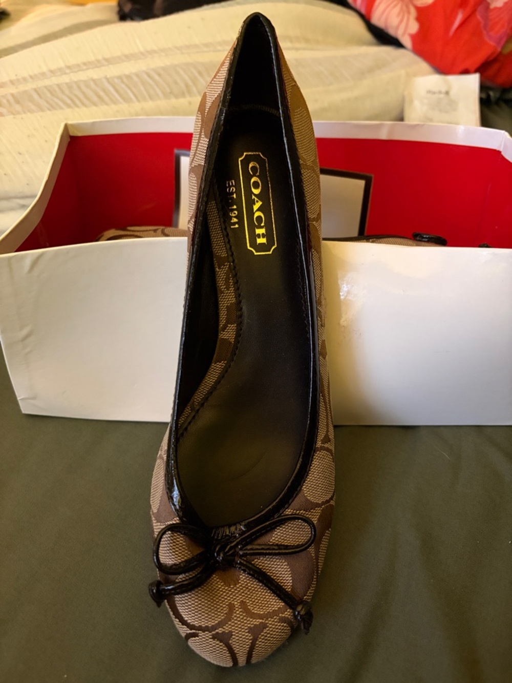 Coach Odette Signature Monogram Ballet Flats with Bow - Picture 2 of 3